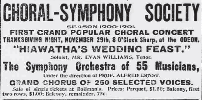 Hiawatha's Wedding Feast advertisement