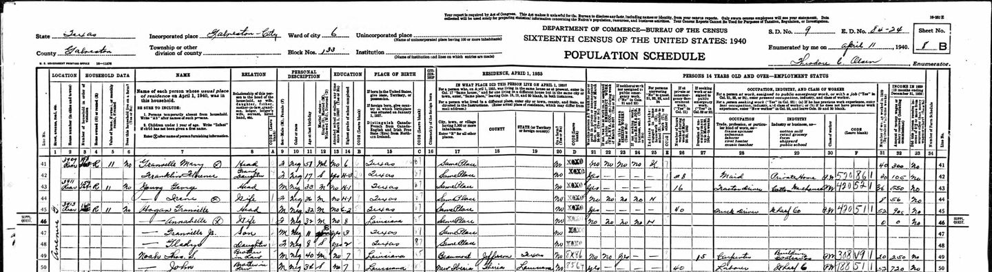 G. T. Hogan 1940 census