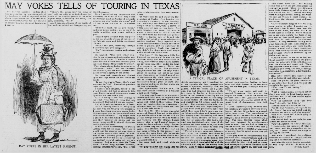 May Vokes Tells of Touring in Texas